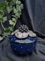 Blooming Sweetness - Ceramic Sugar container - Deep blue and pearly grey color