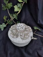 Blooming Sweetness - Ceramic Sugar container - White and grey color