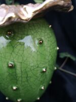 Floral Bloom Vase - Light green crackle and gold color - Image 3