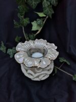 Elegant Flower Candle Holder with Golden Accents: Illuminate in Style - Pearl white / gold color - Image 6