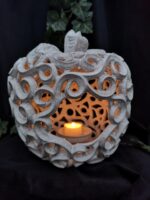 Apple-Shaped Candle Holder - White crackle color
