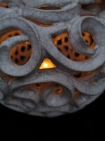 Apple-Shaped Candle Holder - White crackle color - Image 2