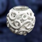 Serenity Glow: The Elegant Round Candle Holder - White crackle color - Image 4