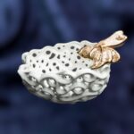 Apple-Shaped Ceramic Bowl - White and gold color - Image 3