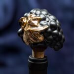 The Vineyard Charm: Wine Cork Shaped like a Grape - Matte dark grey color