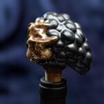 The Vineyard Charm: Wine Cork Shaped like a Grape - Matte dark grey color - Image 3