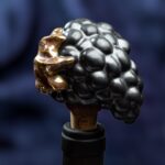 The Vineyard Charm: Wine Cork Shaped like a Grape - Matte dark grey color - Image 5